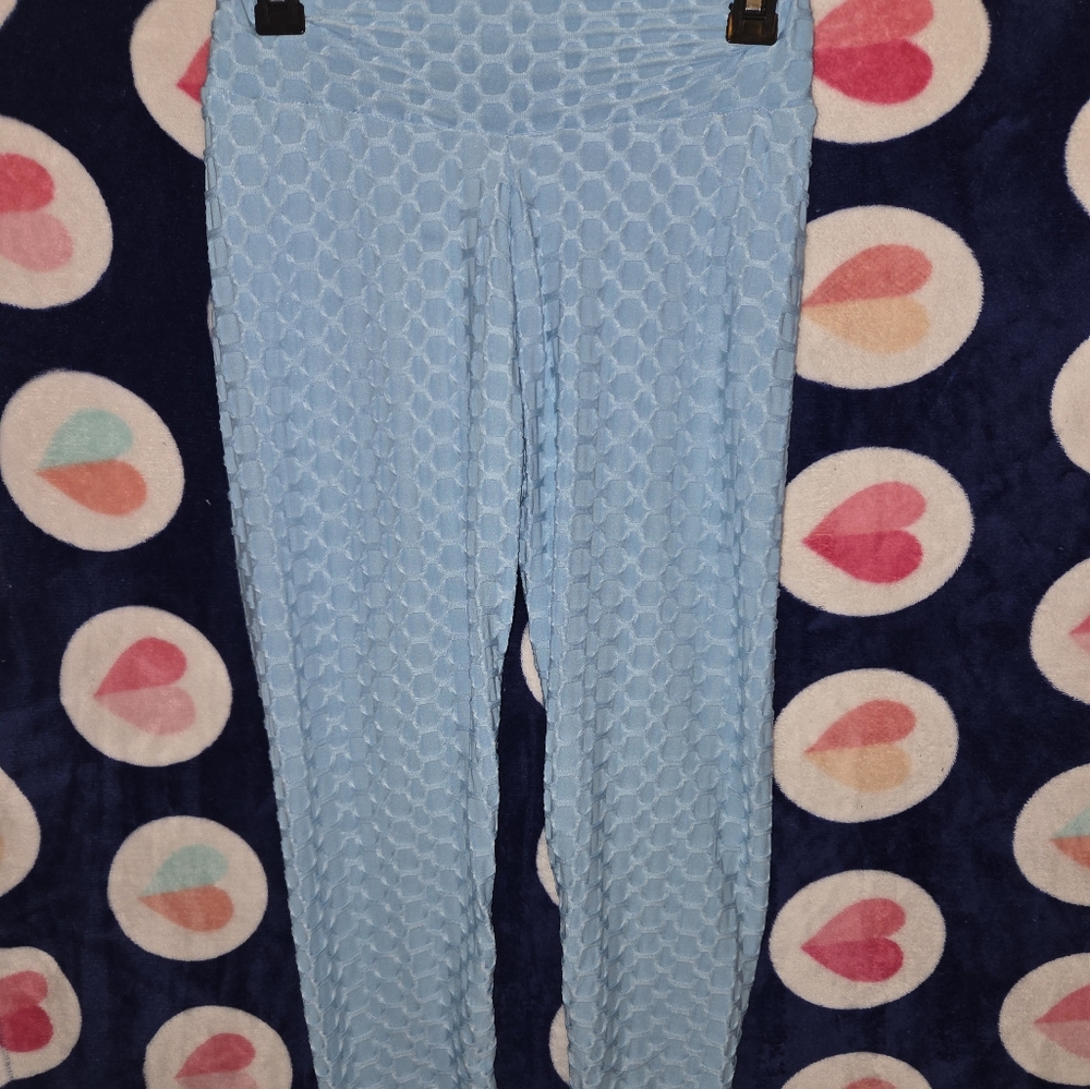 Light Blue Textured Leggings